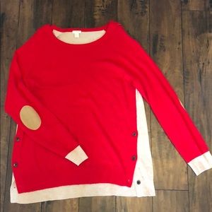 Red and cream sweater